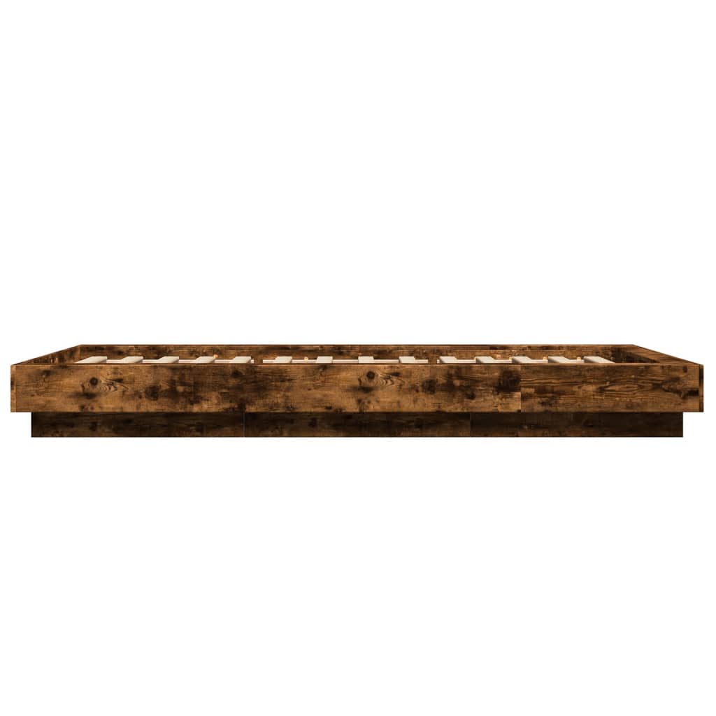 Okvir za krevet s LED svjetlima boja hrasta 90 x 200 cm drveni