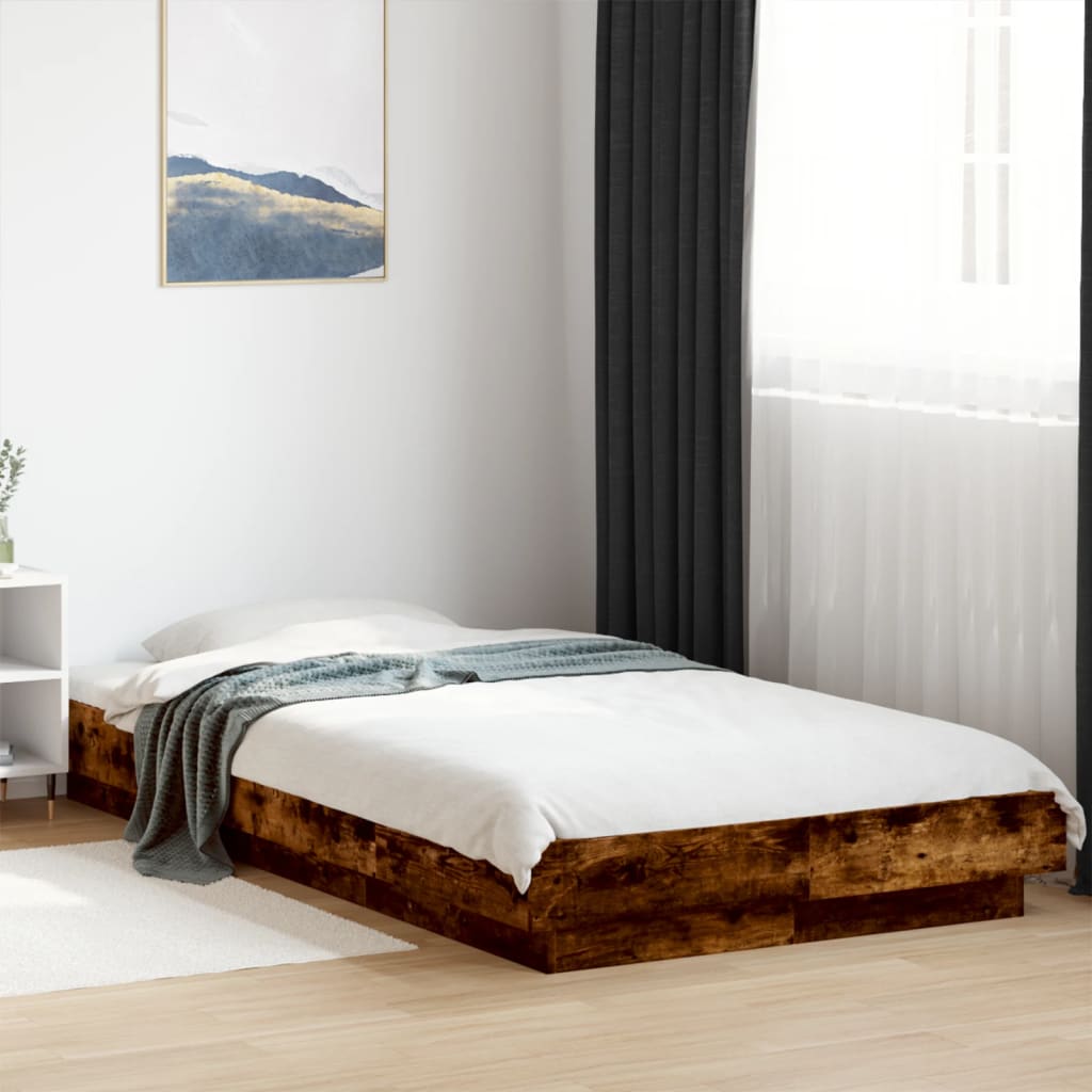 Okvir za krevet s LED svjetlima boja hrasta 90 x 200 cm drveni