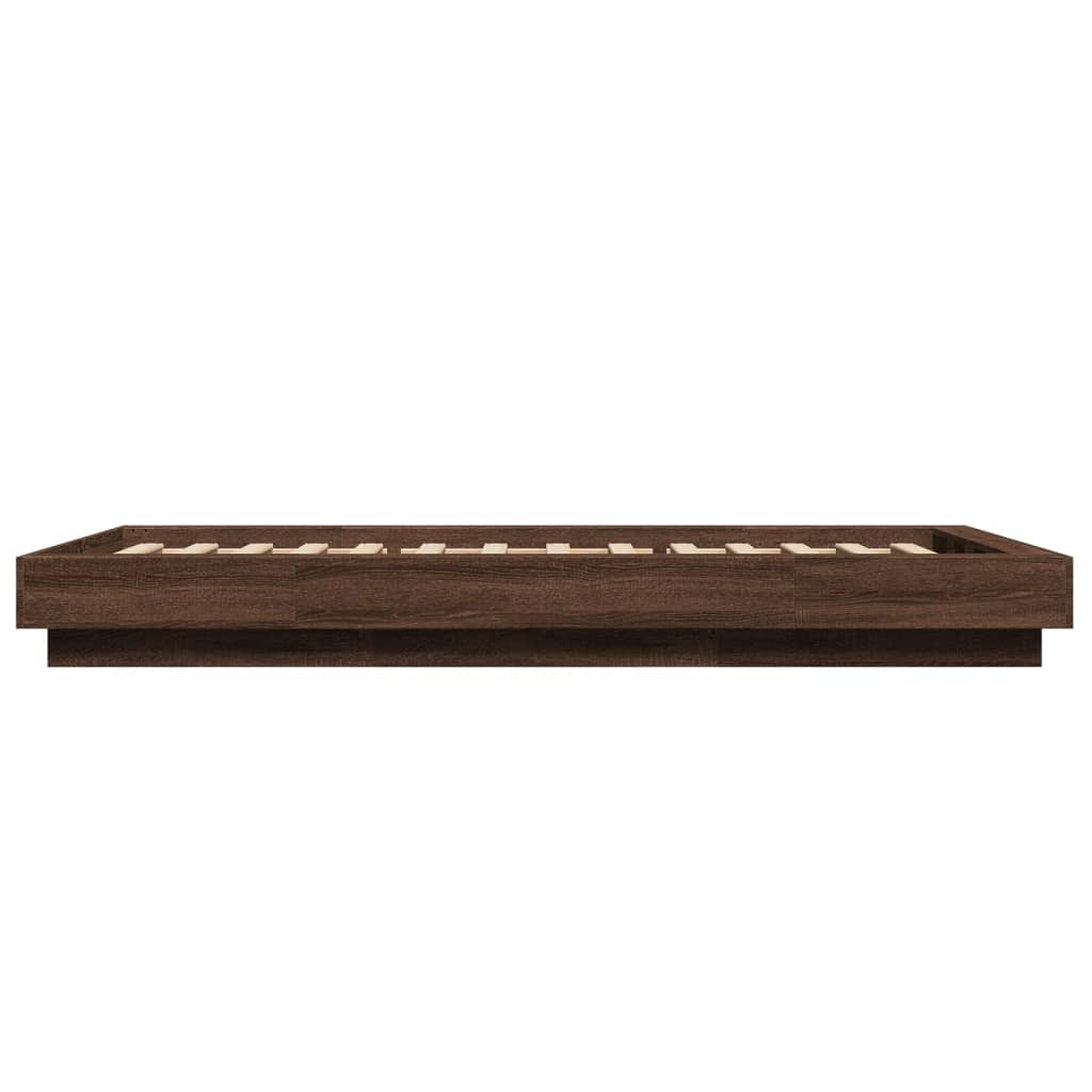 Okvir za krevet s LED svjetlima boja hrasta 90 x 200 cm drveni