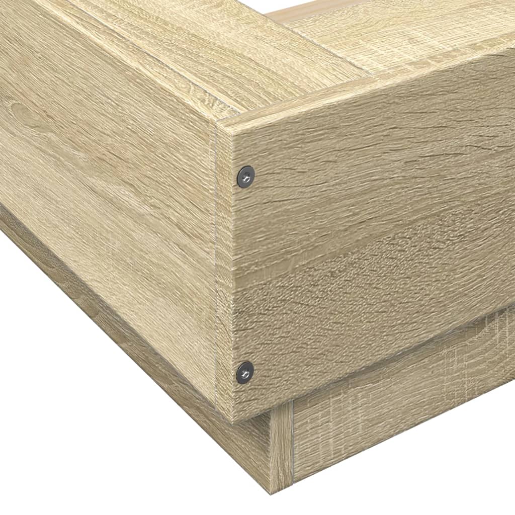 Okvir za krevet s LED svjetlima boja hrasta 135 x 190 cm drveni