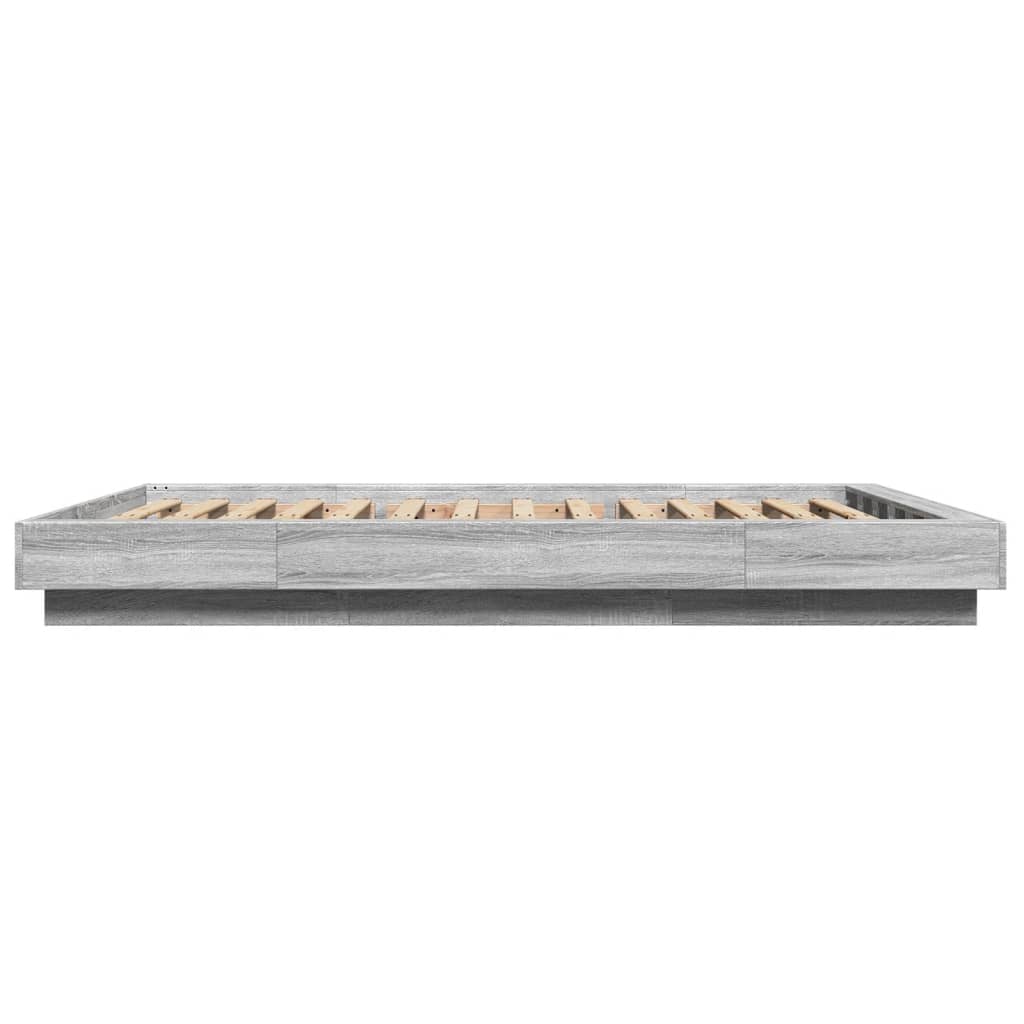 Okvir za krevet s LED svjetlima boja hrasta 135 x 190 cm drveni
