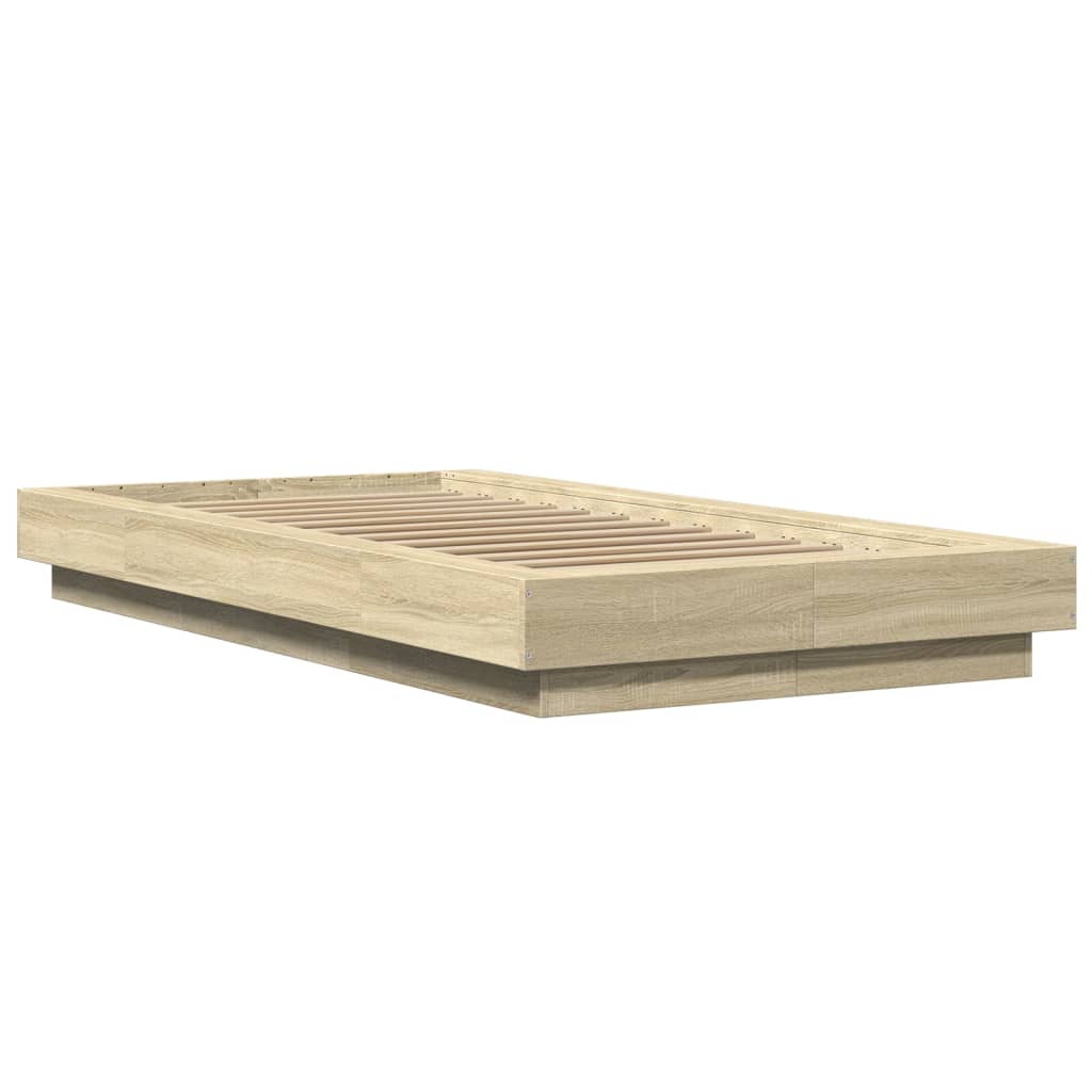 Okvir za krevet s LED svjetlima boja hrasta 90 x 190 cm drveni
