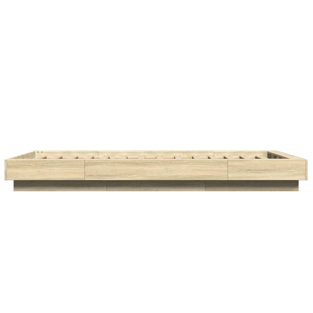 Okvir za krevet s LED svjetlima boja hrasta 90 x 190 cm drveni