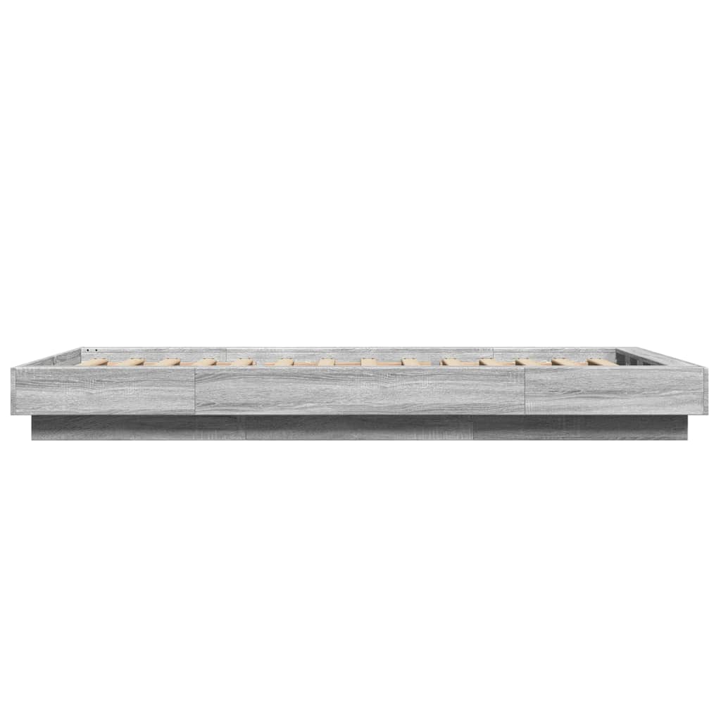 Okvir za krevet s LED svjetlima siva Sonoma 90 x 190 cm drveni
