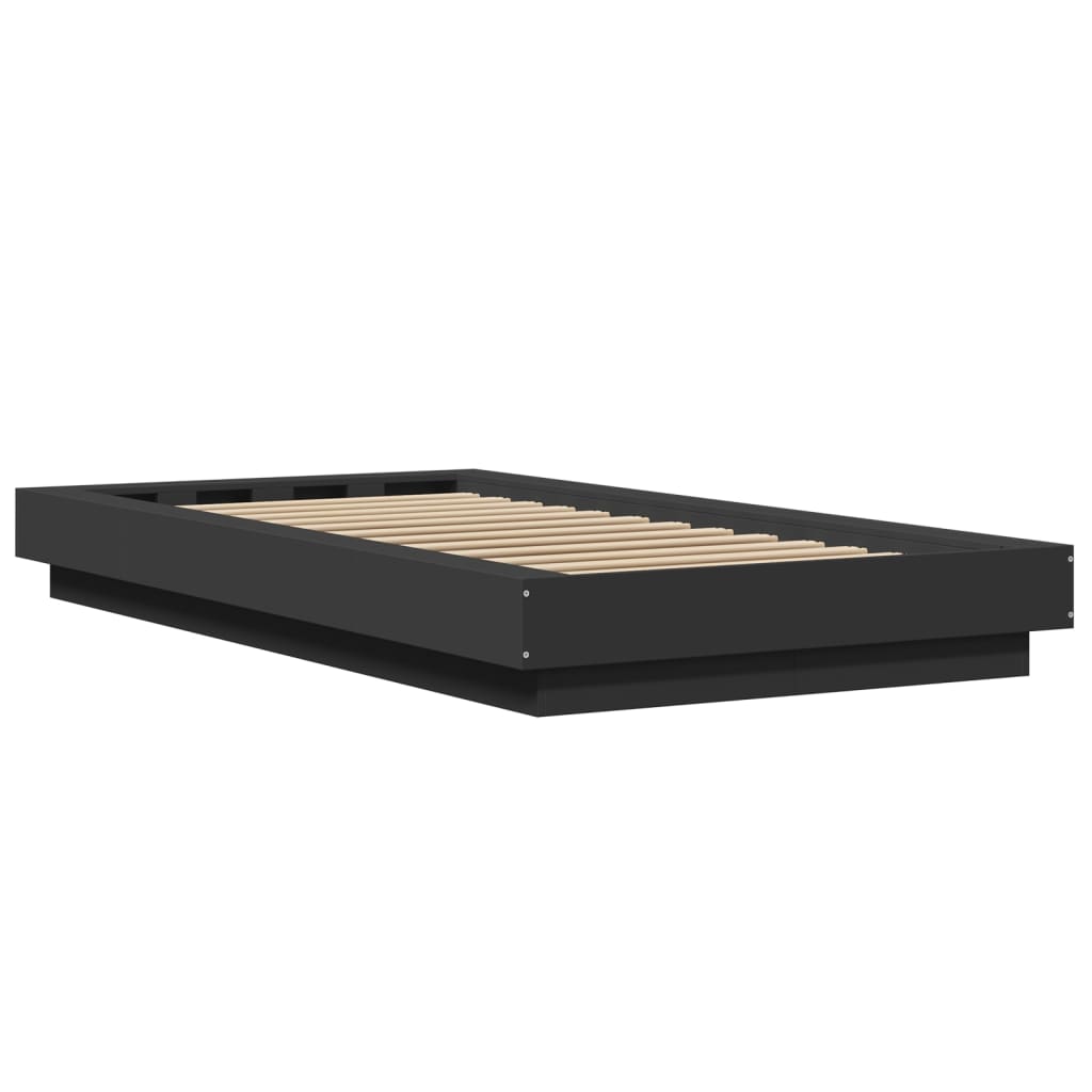 Okvir za krevet s LED svjetlima crni 90x190cm konstruirano drvo