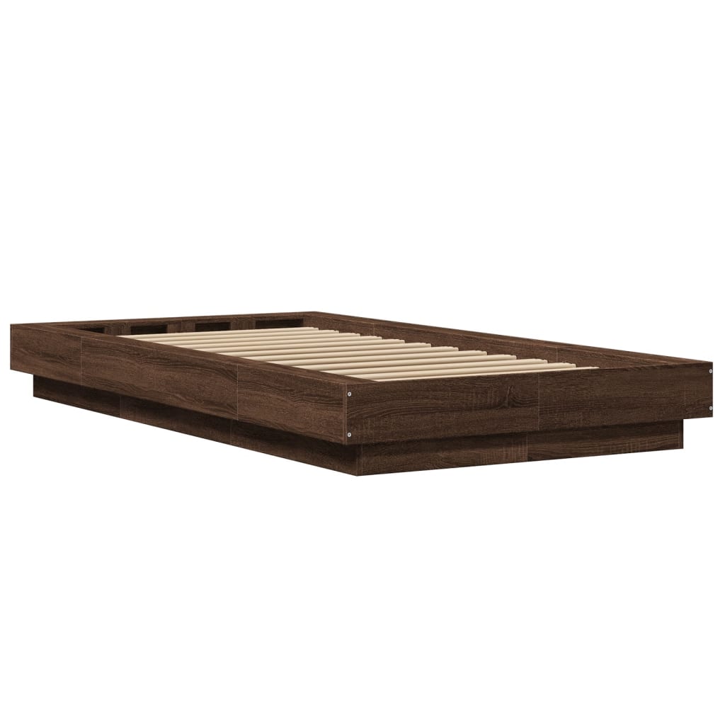 Okvir krevet s LED svjetlima 75x190 cm od konstruiranog drva