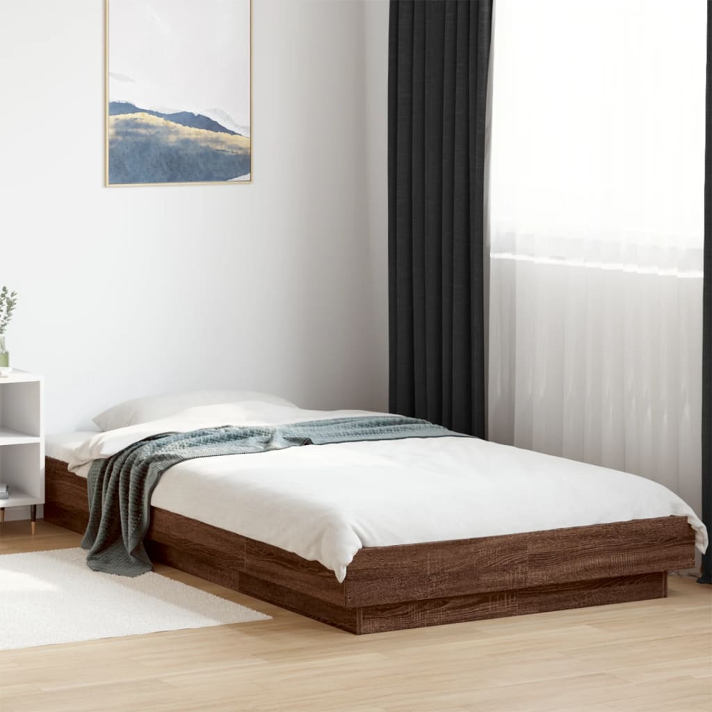 Okvir krevet s LED svjetlima 75x190 cm od konstruiranog drva