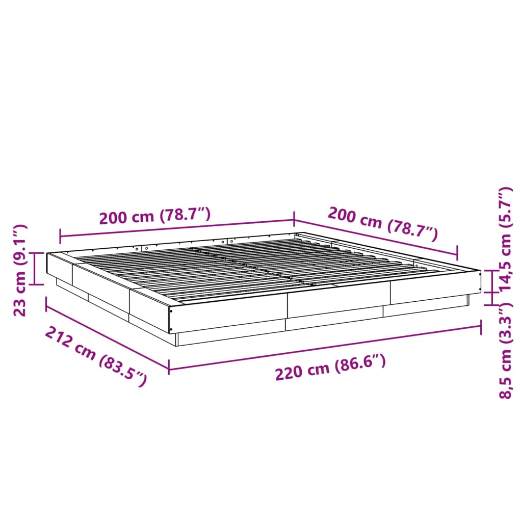 Okvir za krevet bijeli 200 x 200 cm od konstruiranog drva