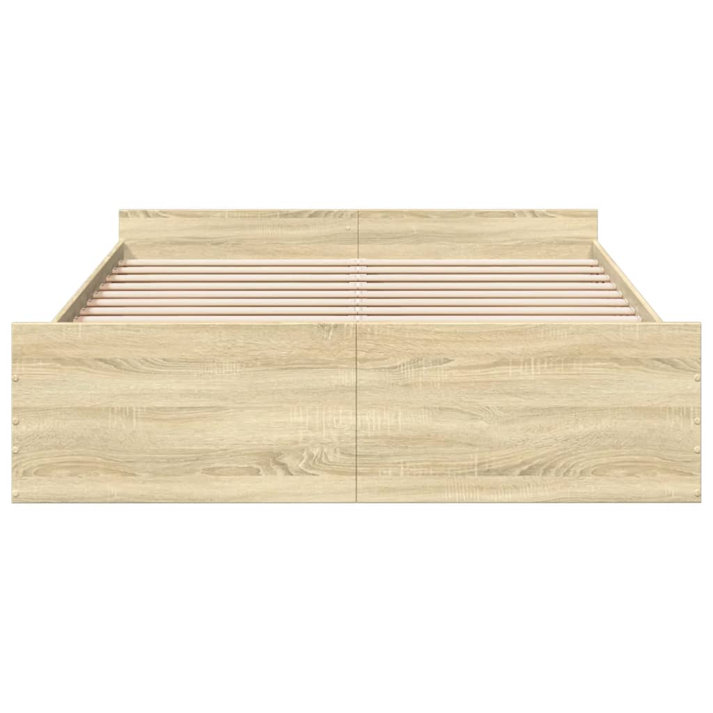 Okvir za krevet s ladicama boja hrasta 140x200 cm drveni Smeđa 140 x 200 cm