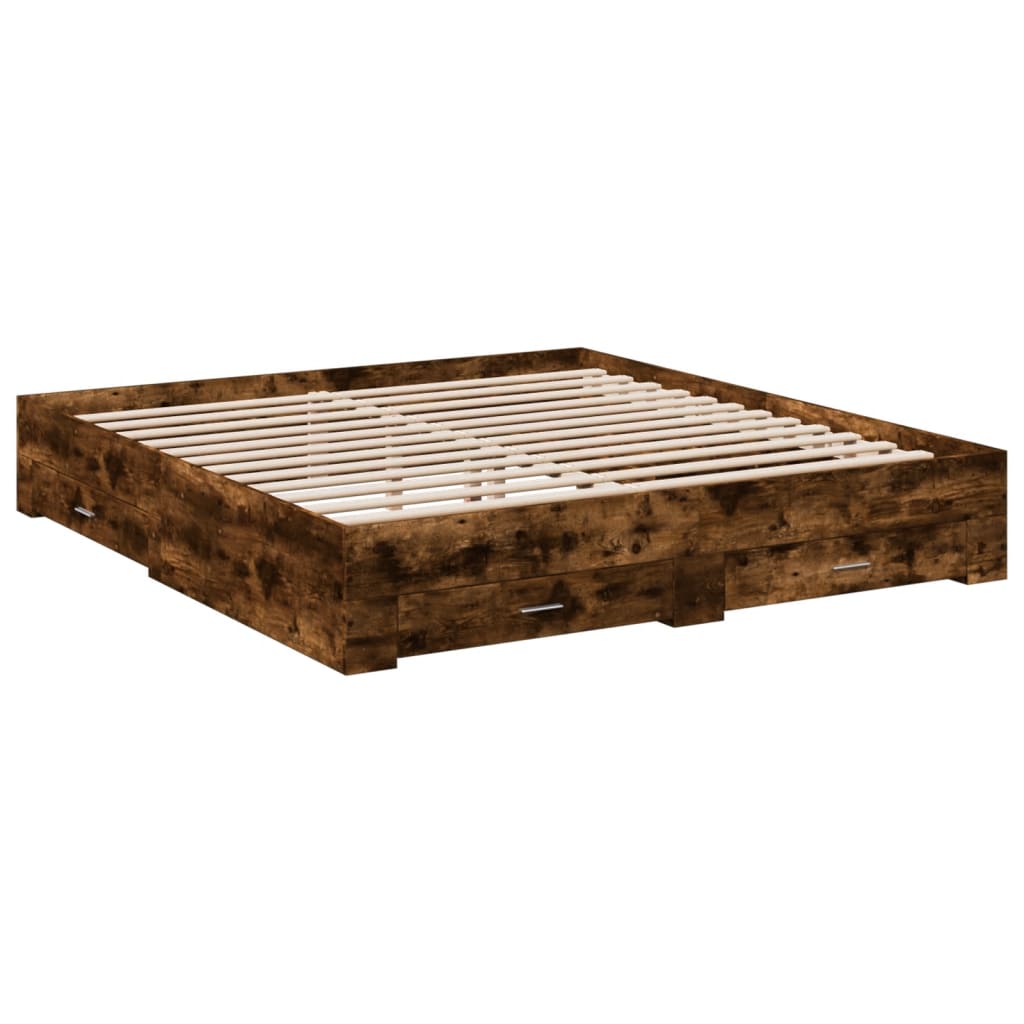 Okvir kreveta s ladicama boja hrasta 200x200 cm