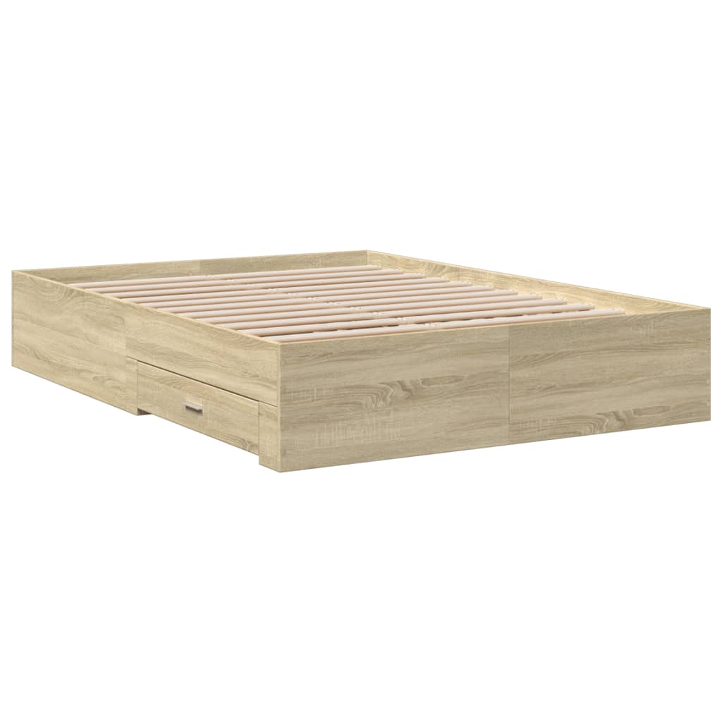 Okvir za krevet s ladicama boja hrasta 140x190 cm drveni