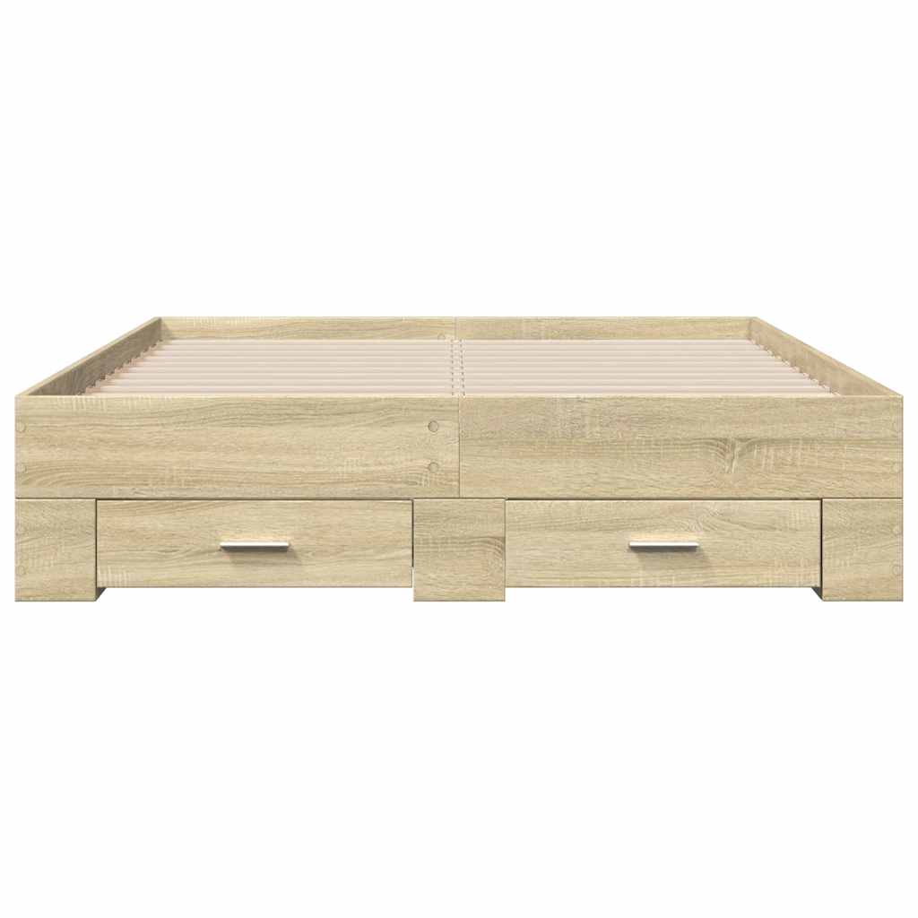 Okvir za krevet s ladicama boja hrasta 135x190 cm drveni