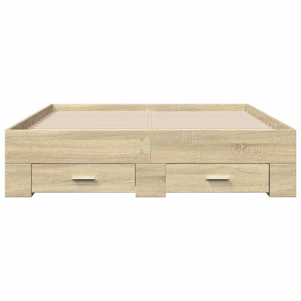 Okvir za krevet s ladicama boja hrasta 135x190 cm drveni