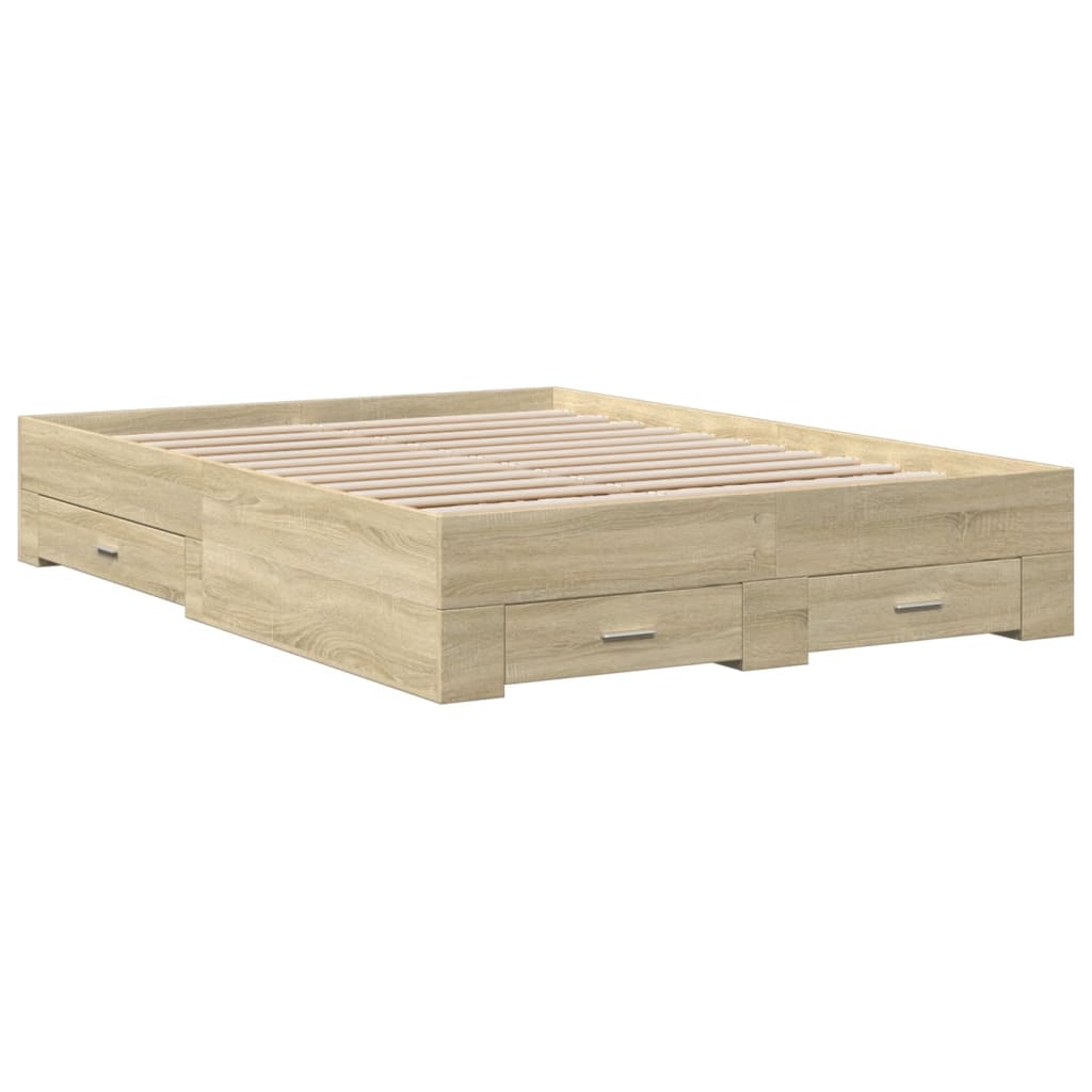 Okvir za krevet s ladicama boja hrasta 120x190 cm drveni