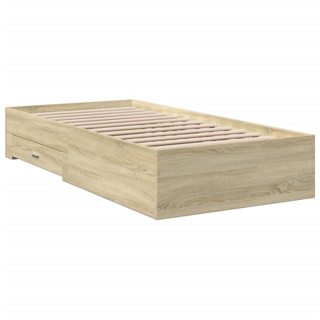 Okvir za krevet s ladicama boja hrasta 90x200 cm