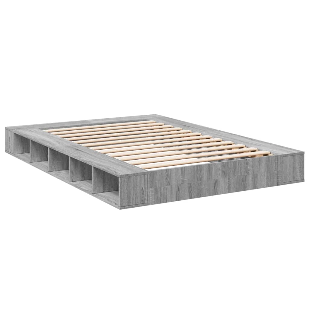 Okvir kreveta siva boja hrasta 140 x 200 cm konstruirano drvo