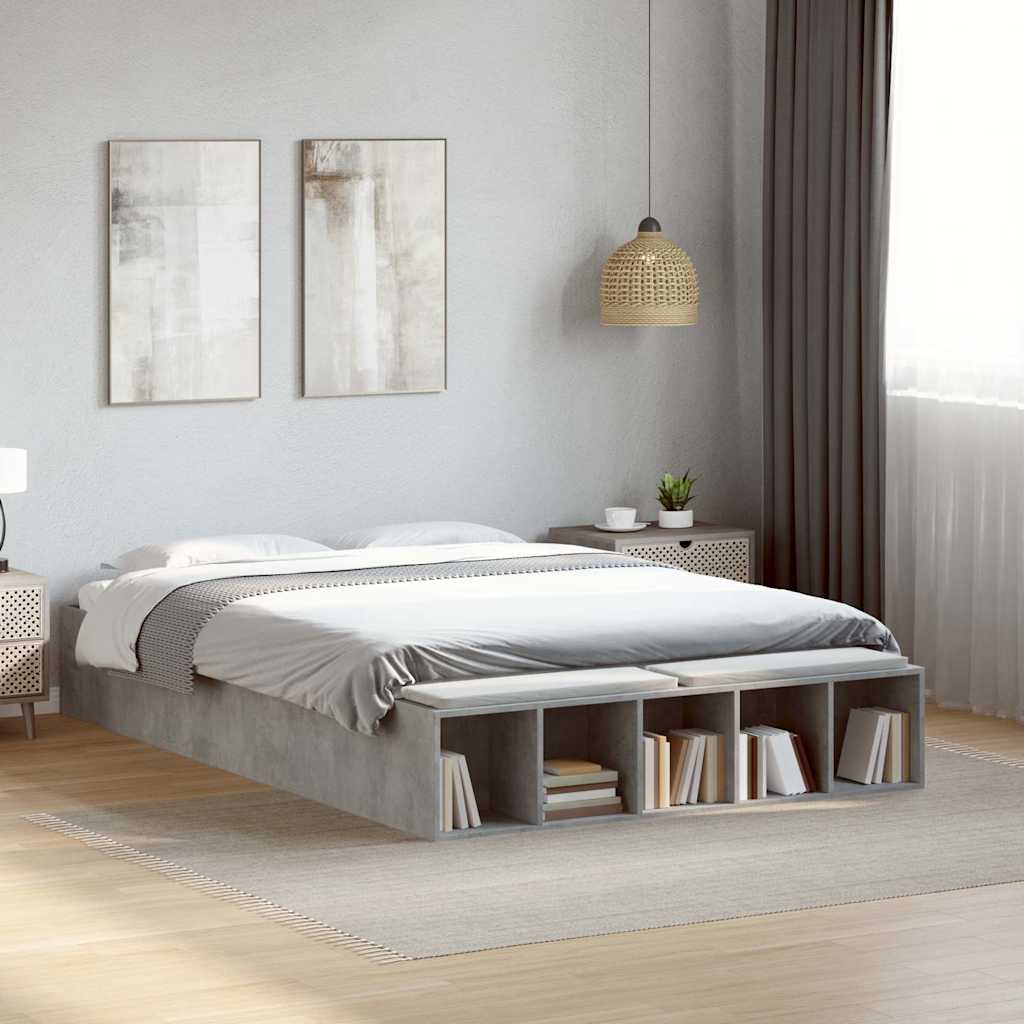 Okvir kreveta boja betona 140x190 cm od konstruiranog drva