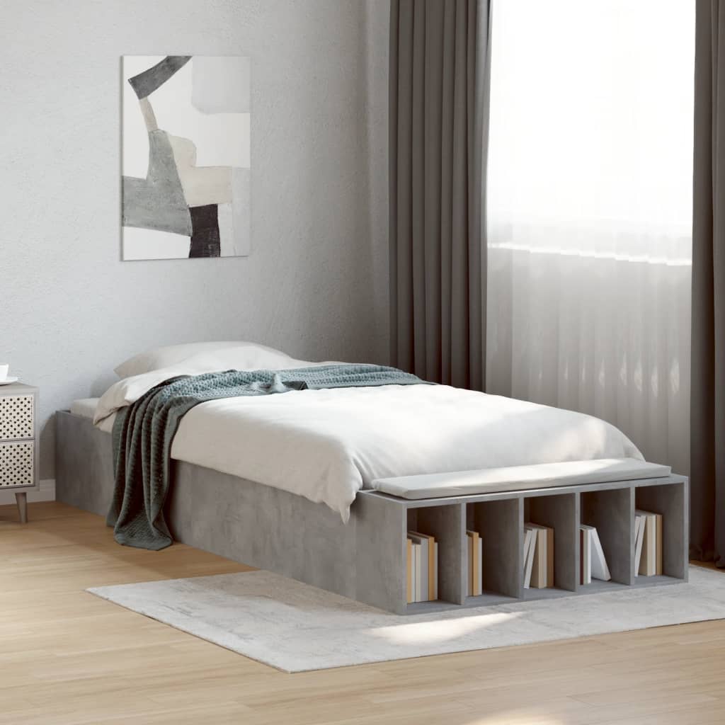 Okvir kreveta boja betona 100x200 cm od konstruiranog drva