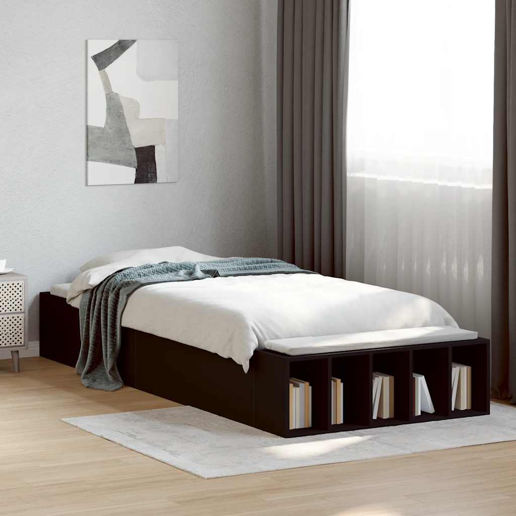 Okvir za krevet crni 90 x 190 cm od konstruiranog drva