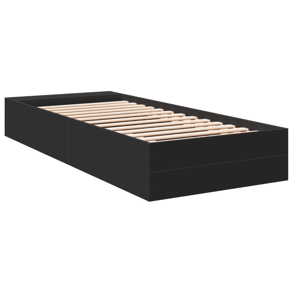 Okvir za krevet crni 75 x 190 cm od konstruiranog drva