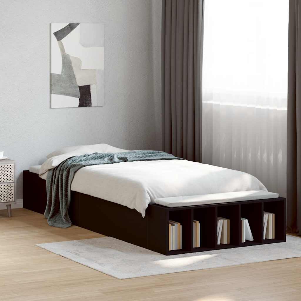 Okvir za krevet crni 75 x 190 cm od konstruiranog drva