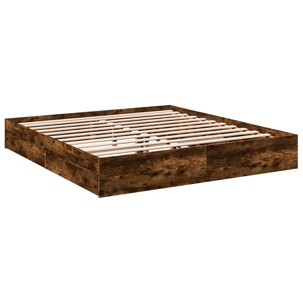 Okvir kreveta s ladicama boja hrasta 200x200 cm