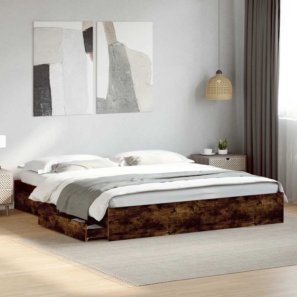 Okvir kreveta s ladicama boja hrasta 180x200 cm