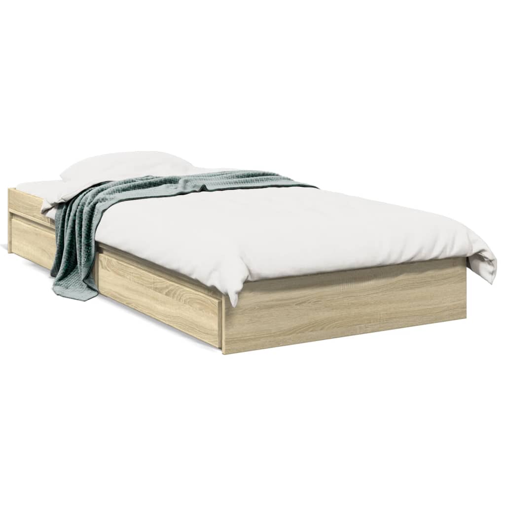 Okvir za krevet s ladicama boja hrasta 90x200 cm
