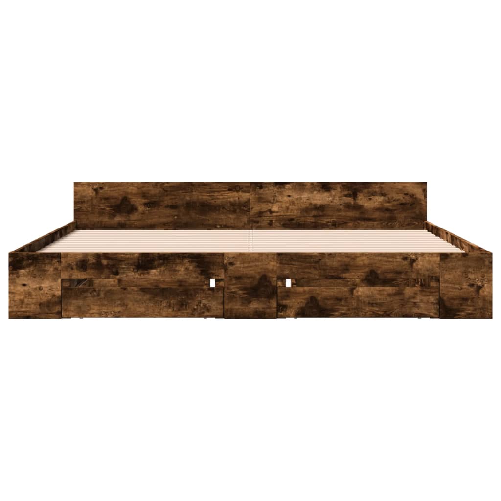 Okvir kreveta s ladicama boja hrasta 200x200 cm