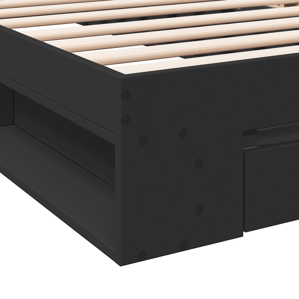 Okvir za krevet s ladicom crni 100x200 cm konstruirano drvo