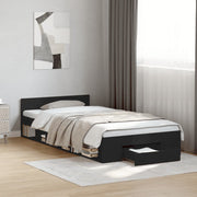 Okvir za krevet s ladicom crni 100x200 cm konstruirano drvo