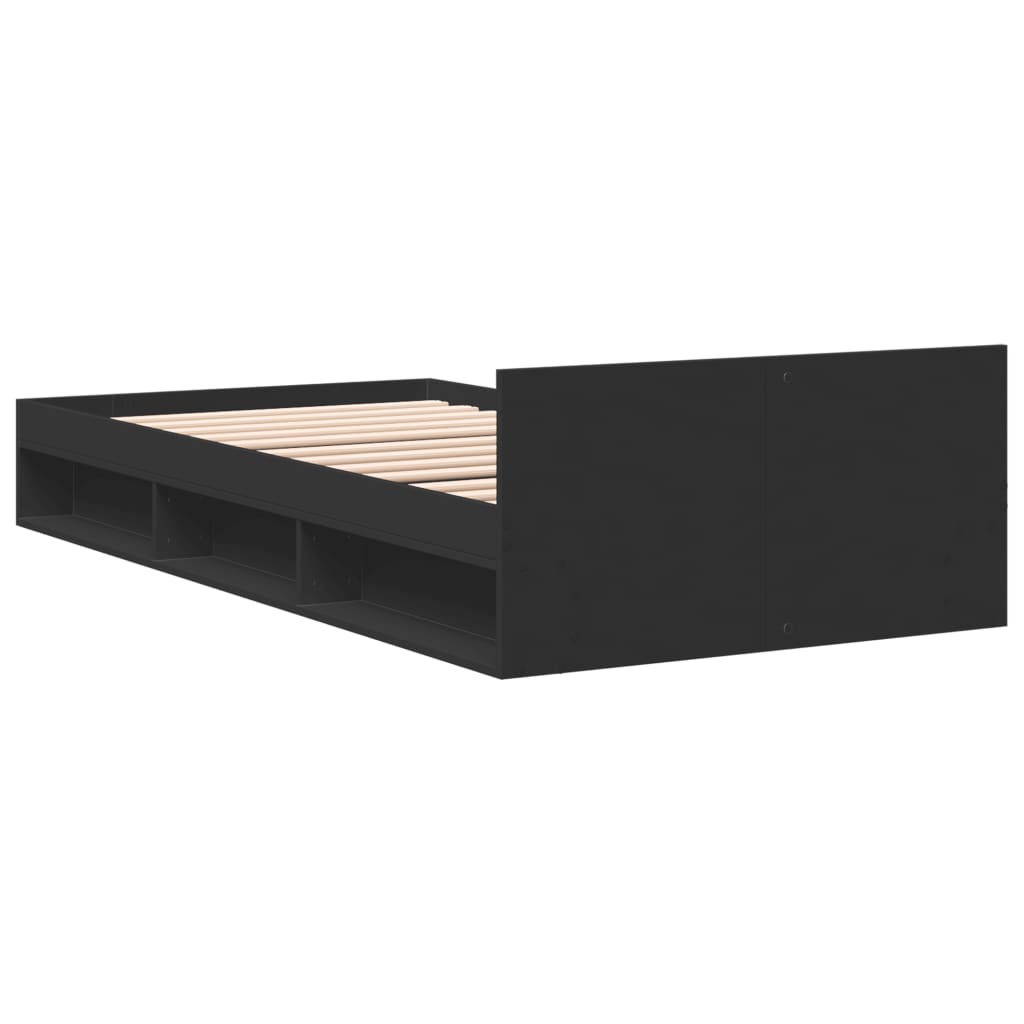 Okvir kreveta s ladicom crni 75 x 190 cm konstruirano drvo