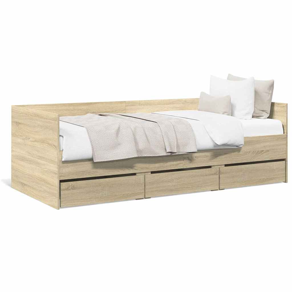 Dnevni krevet s ladicama bez madraca boja hrasta 90x190 cm