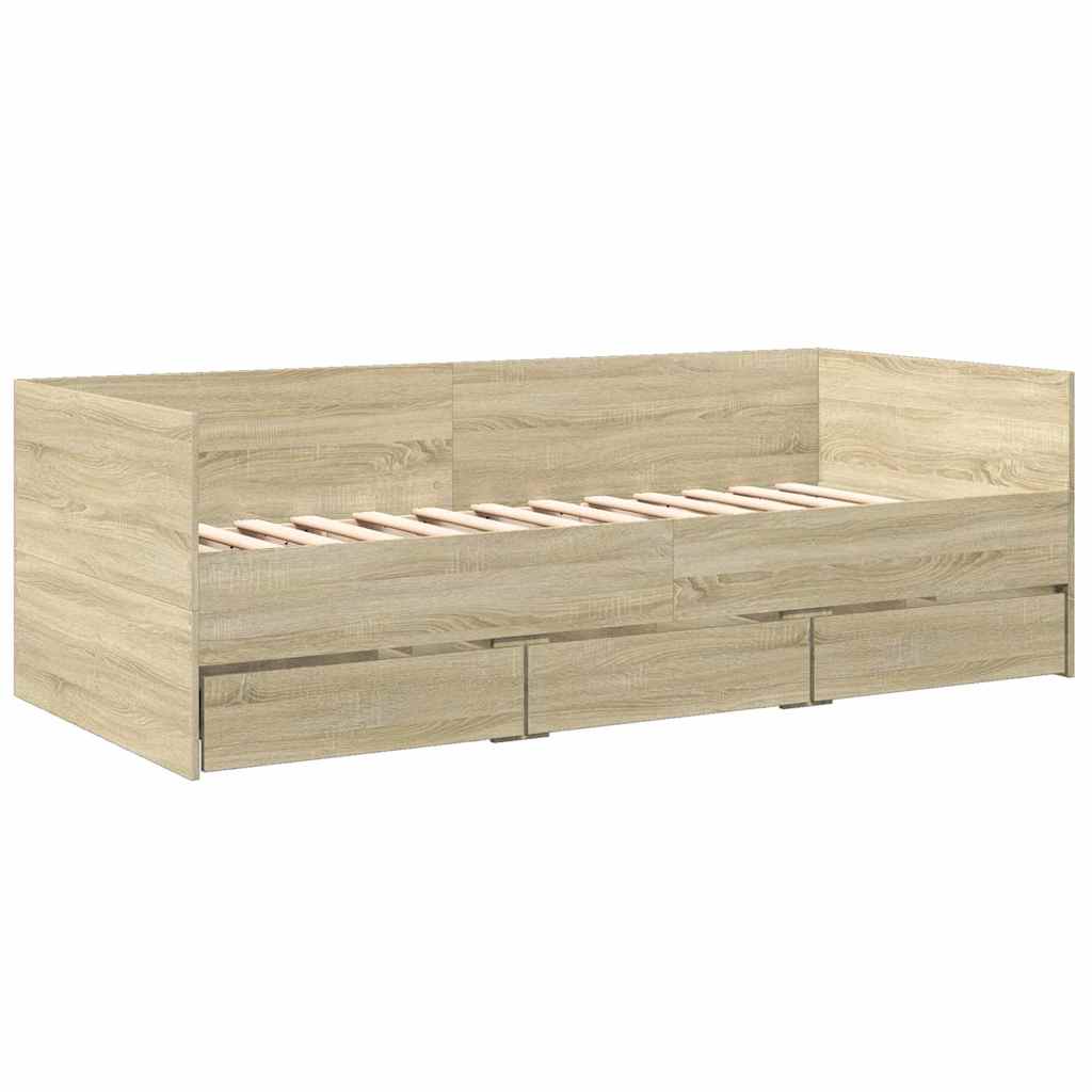 Dnevni krevet s ladicama bez madraca boja hrasta 90x190 cm