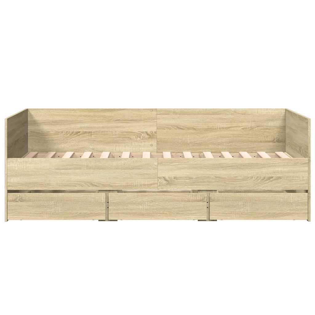 Dnevni krevet s ladicama bez madraca boja hrasta 90x190 cm