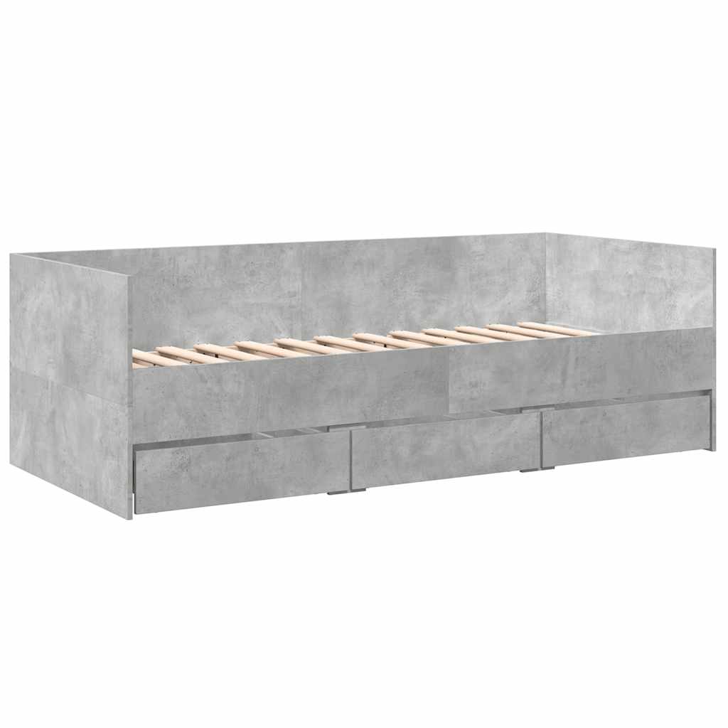 Dnevni krevet s ladicama bez madraca siva boja betona 90x190 cm