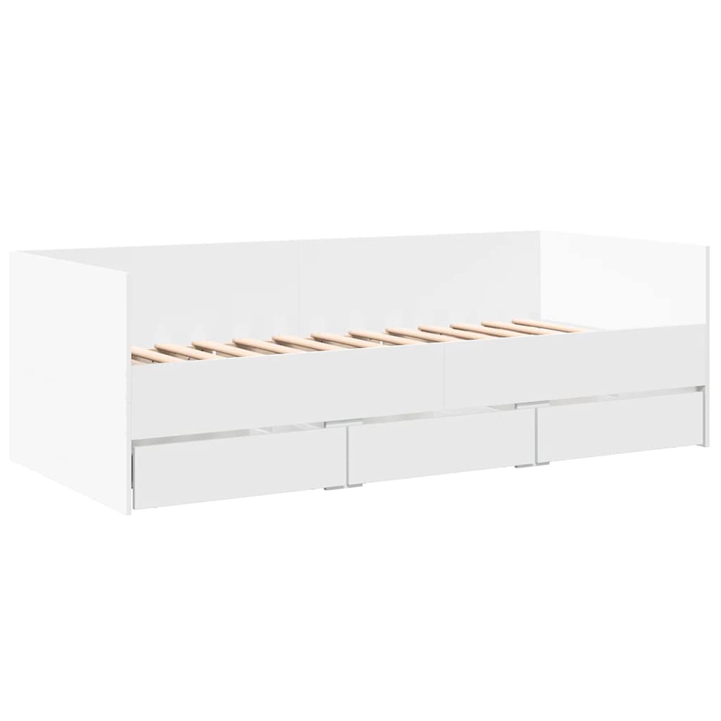 Dnevni krevet s ladicama bez madraca bijeli 75x190 cm