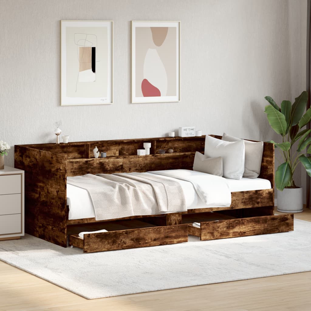 Dnevni krevet s ladicama bez madraca boja hrasta 100x200 cm