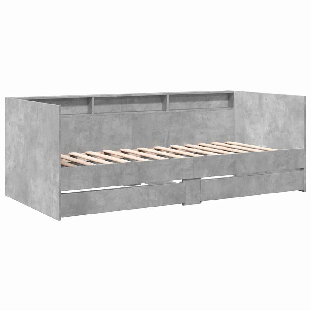 Dnevni krevet s ladicama bez madraca siva boja betona 75x190 cm