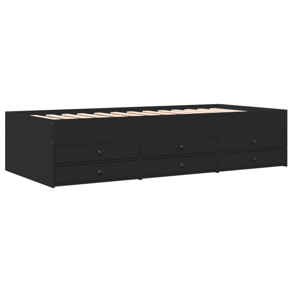Dnevni krevet s ladicama bez madraca crni 90x200 cm