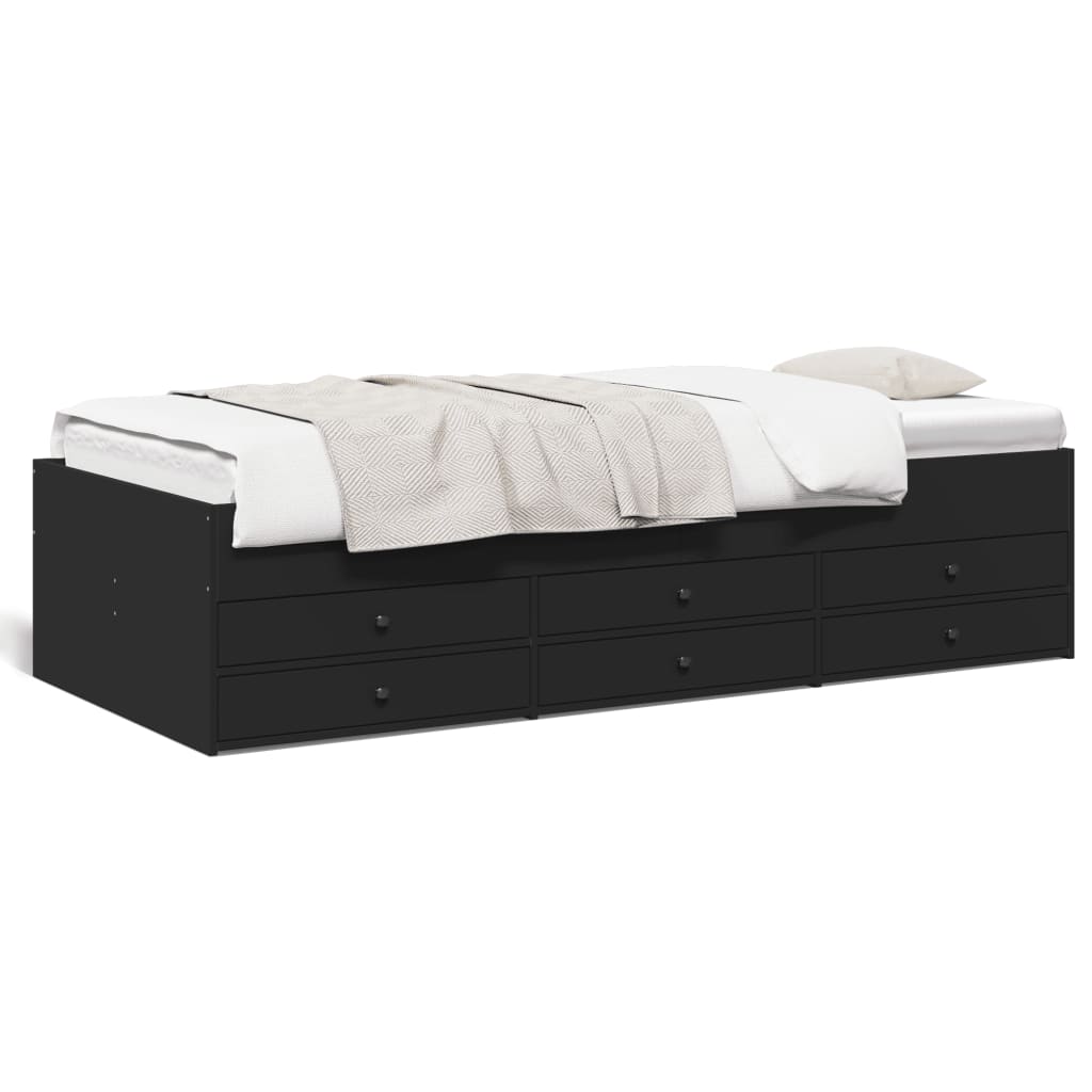 Dnevni krevet s ladicama bez madraca crni 75x190 cm