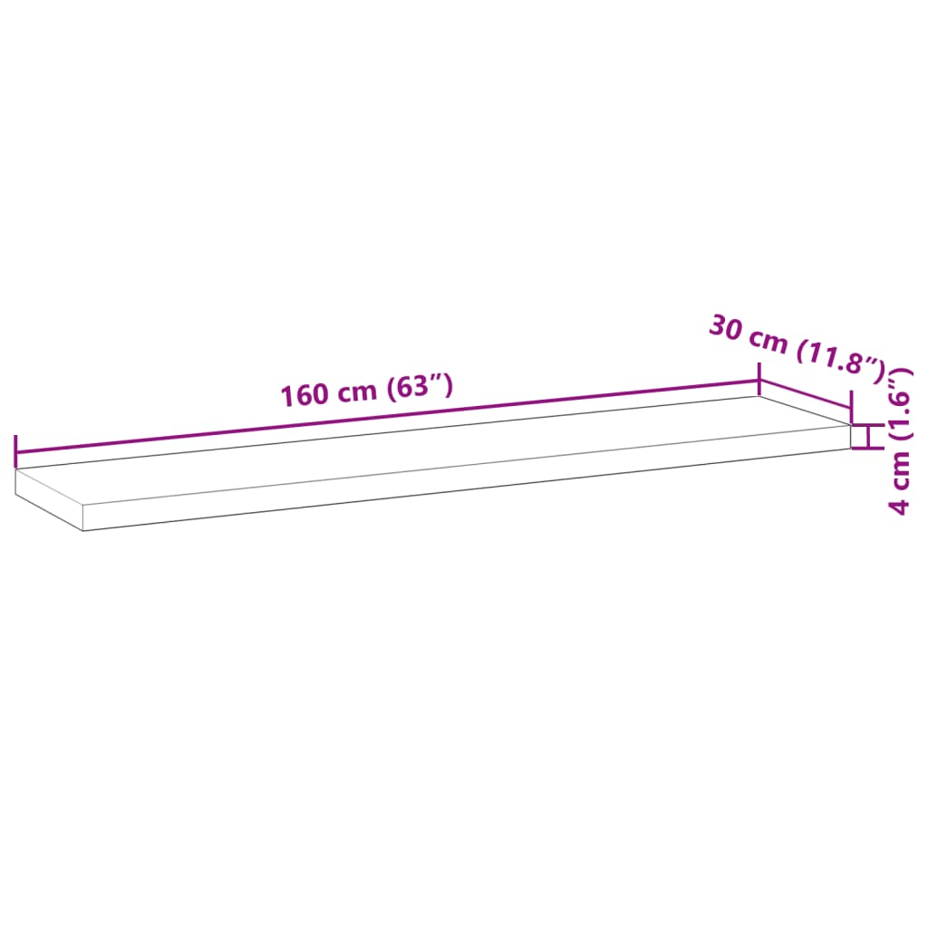 Plutajuće police 3 kom 160x30x4 cm od neobrađenog drva bagrema