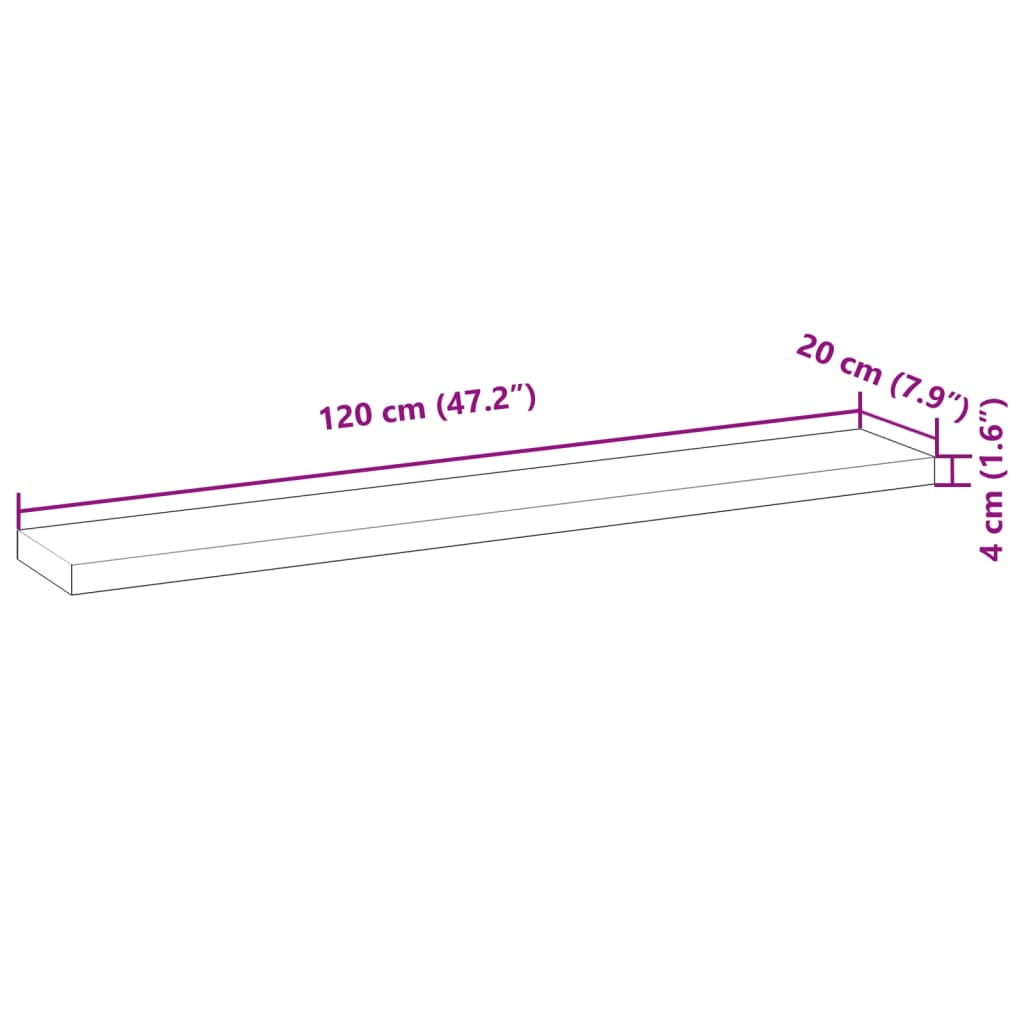 Plutajuće police 2 kom 120x20x4 cm Masivno drvo akacije s uljnim premazom
