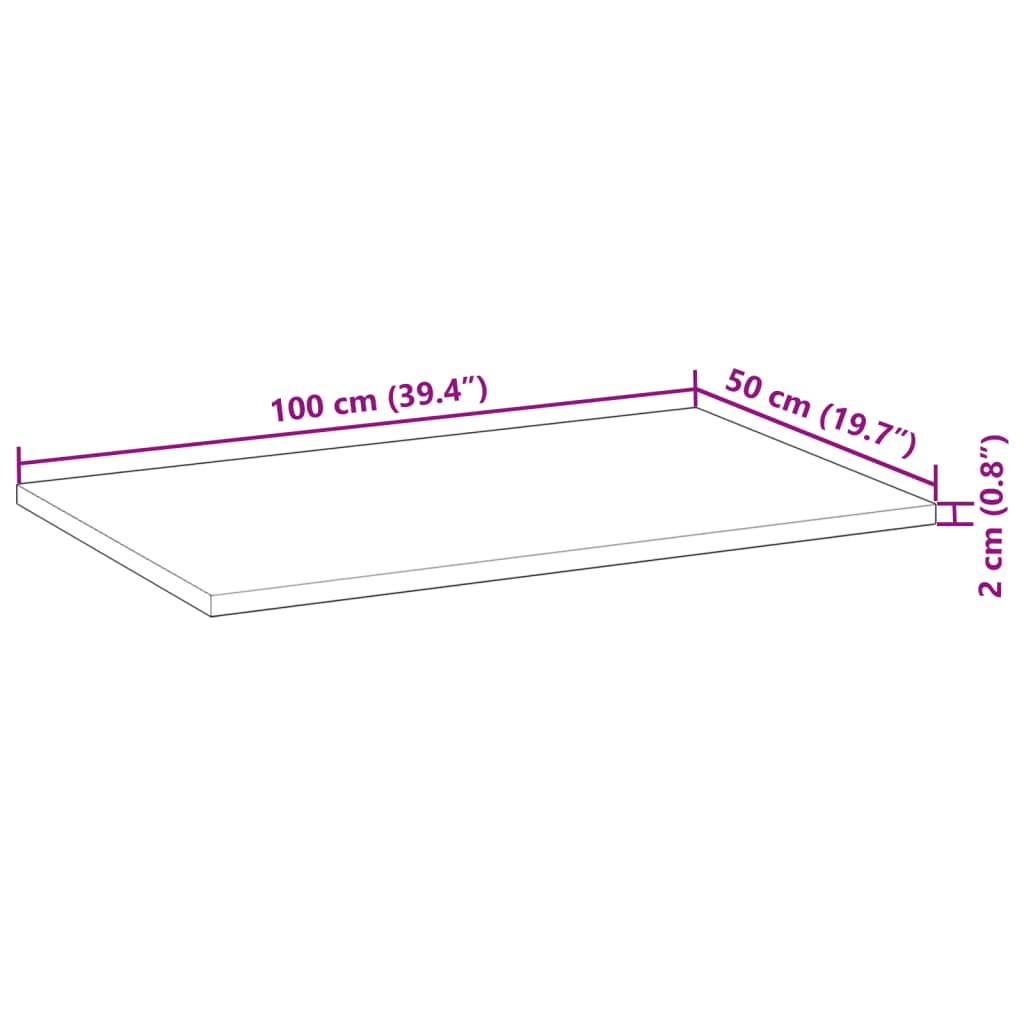 Površina za umivaonik neobrađena 100x50x2 cm od drva bagrema