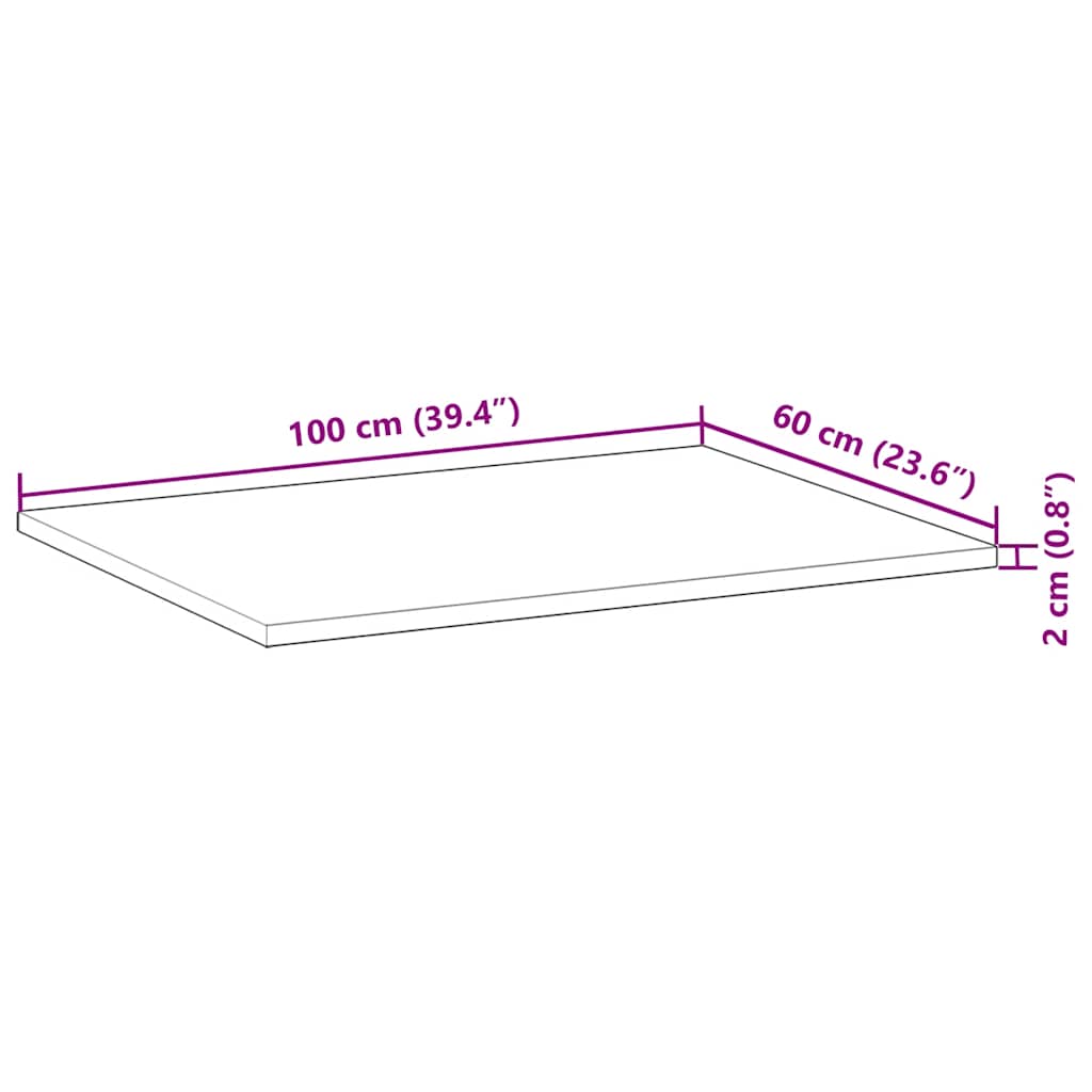 Ploča za radni stol neobrađena 100x60x2 cm od bagremovog drva