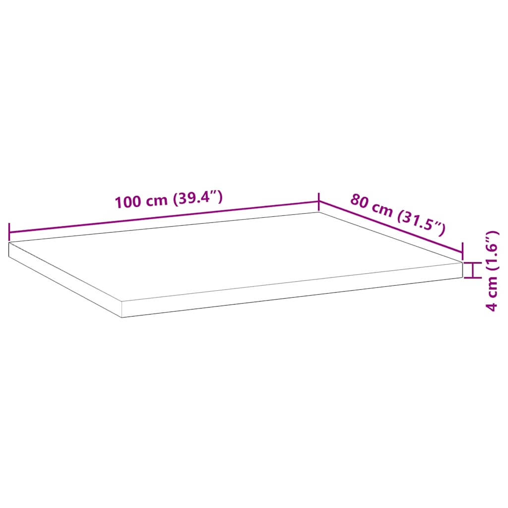 Ploča za radni stol neobrađena 100x80x4 cm od bagremovog drva