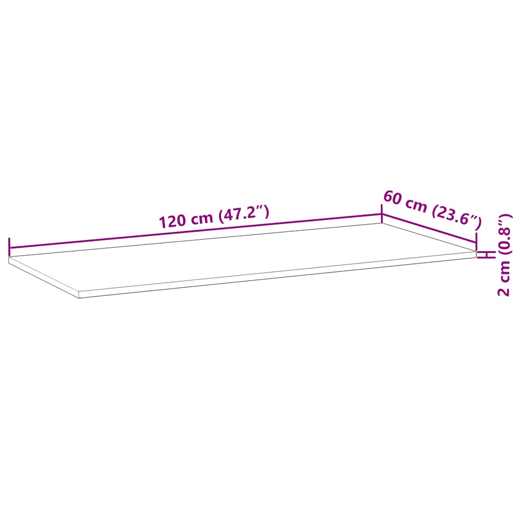 Ploča za radni stol s uljnim premazom 120x60x2 cm drvo bagrema