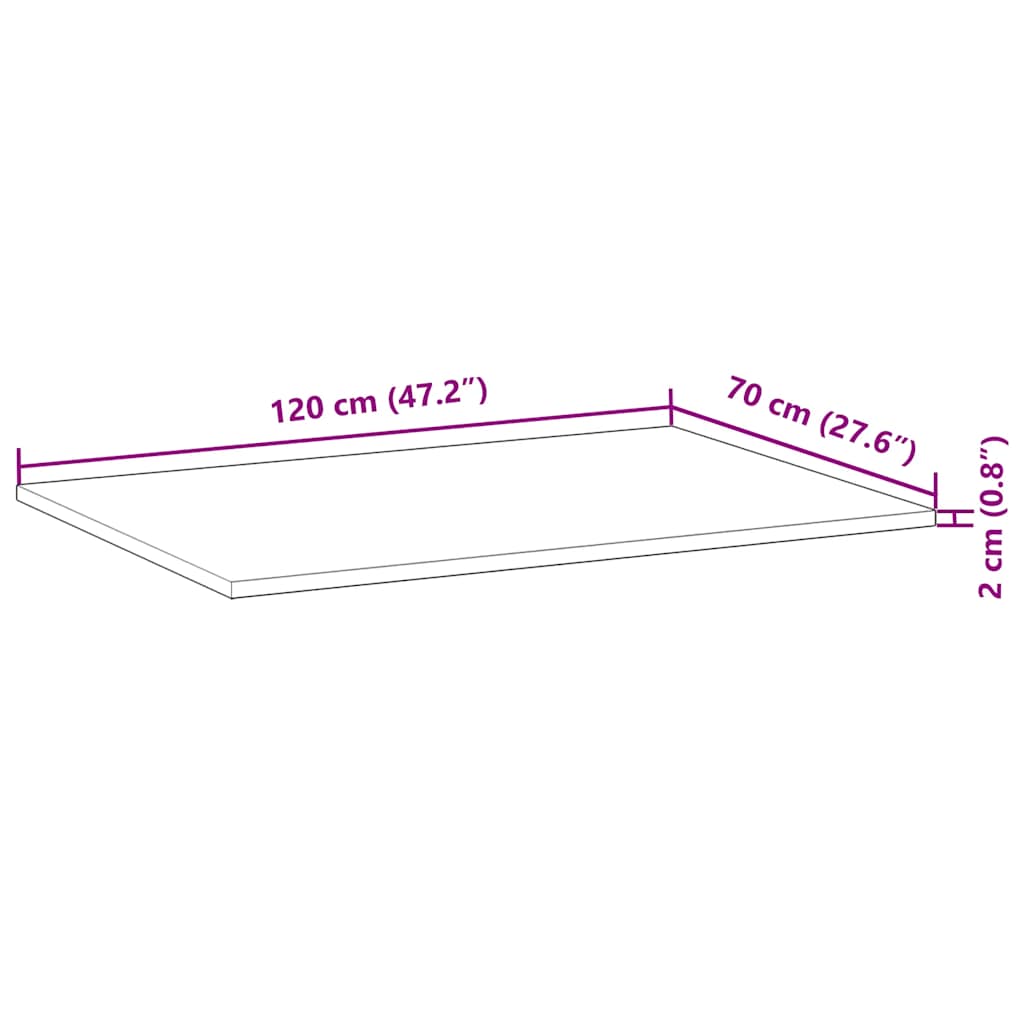 Ploča za radni stol s uljnim premazom 120x70x2 cm drvo bagrema