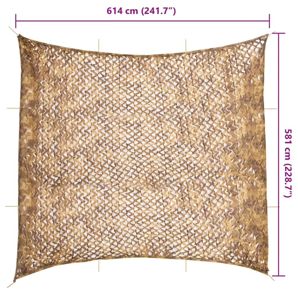 Kamuflažna mreža s torbom za pohranu 614 x 581 cm Pješčana