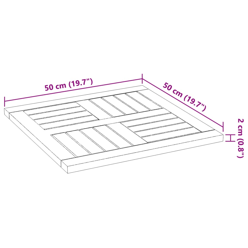Stolna ploča 50x50x2 cm četvrtasta od masivnog drva bagrema